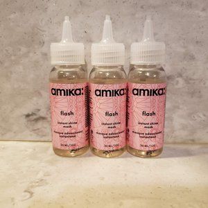 Amika Flash Instant Shine Hair Gloss Mask Travel Size 1 oz / 30 ml Set Of 3 New